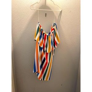 Tyche Rainbow Striped One Shoulder Dress